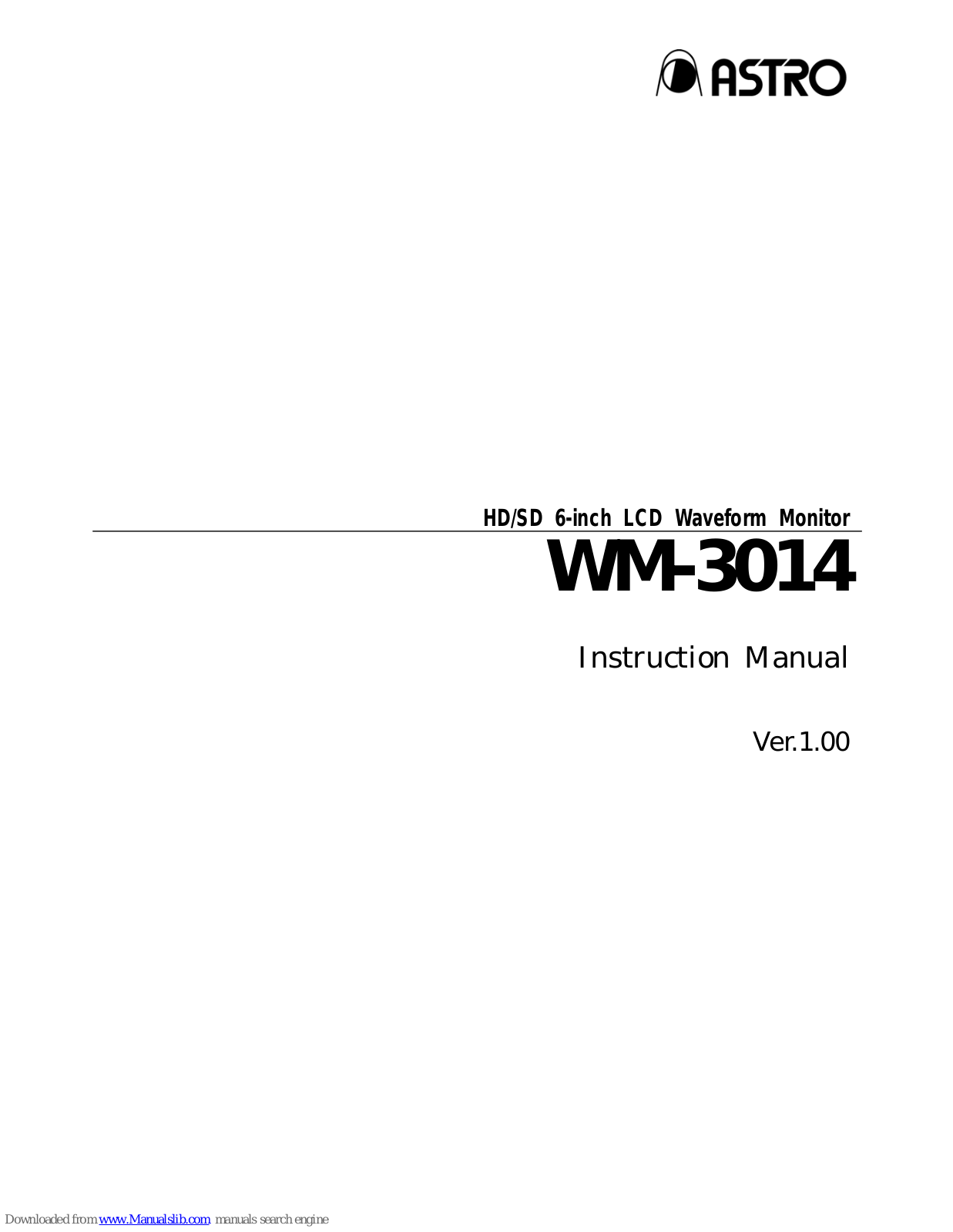 ASTRO WM-3014 Instruction Manual