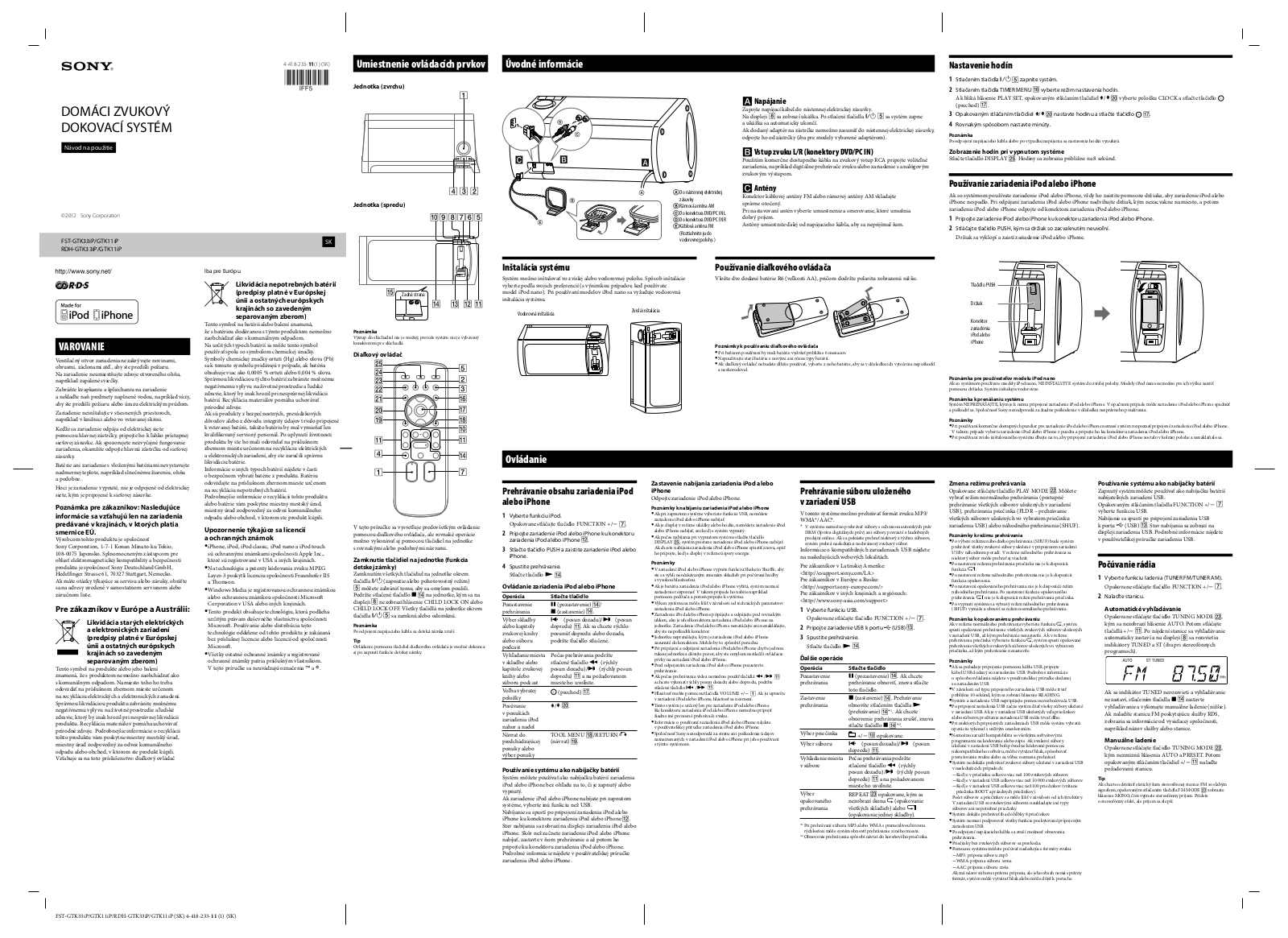 Sony RDH-GTK11iP User Manual