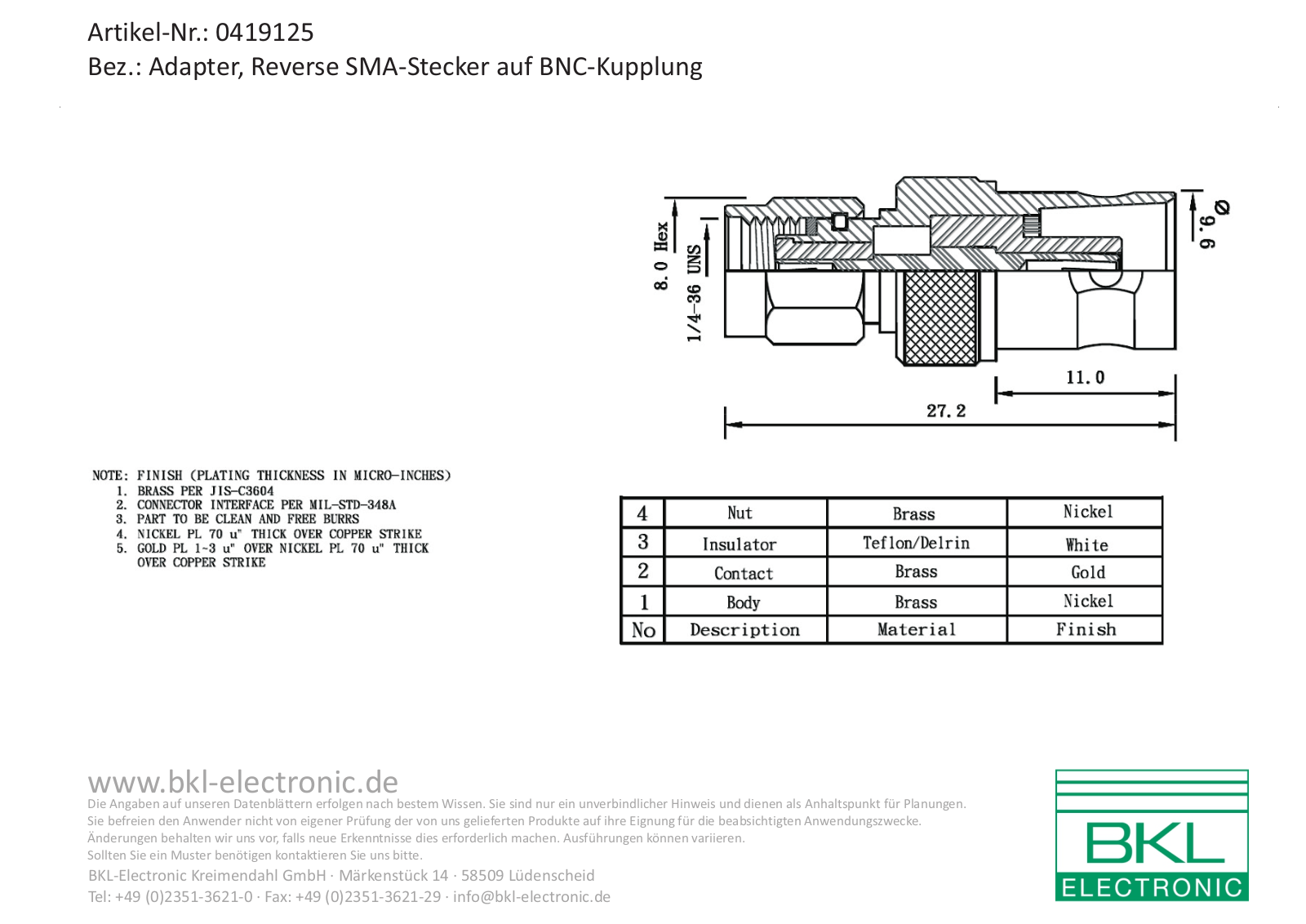 BKL BKL 0419125 Datasheet - ManualMachine.com