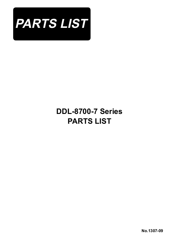 JUKI DDL87007 Parts List