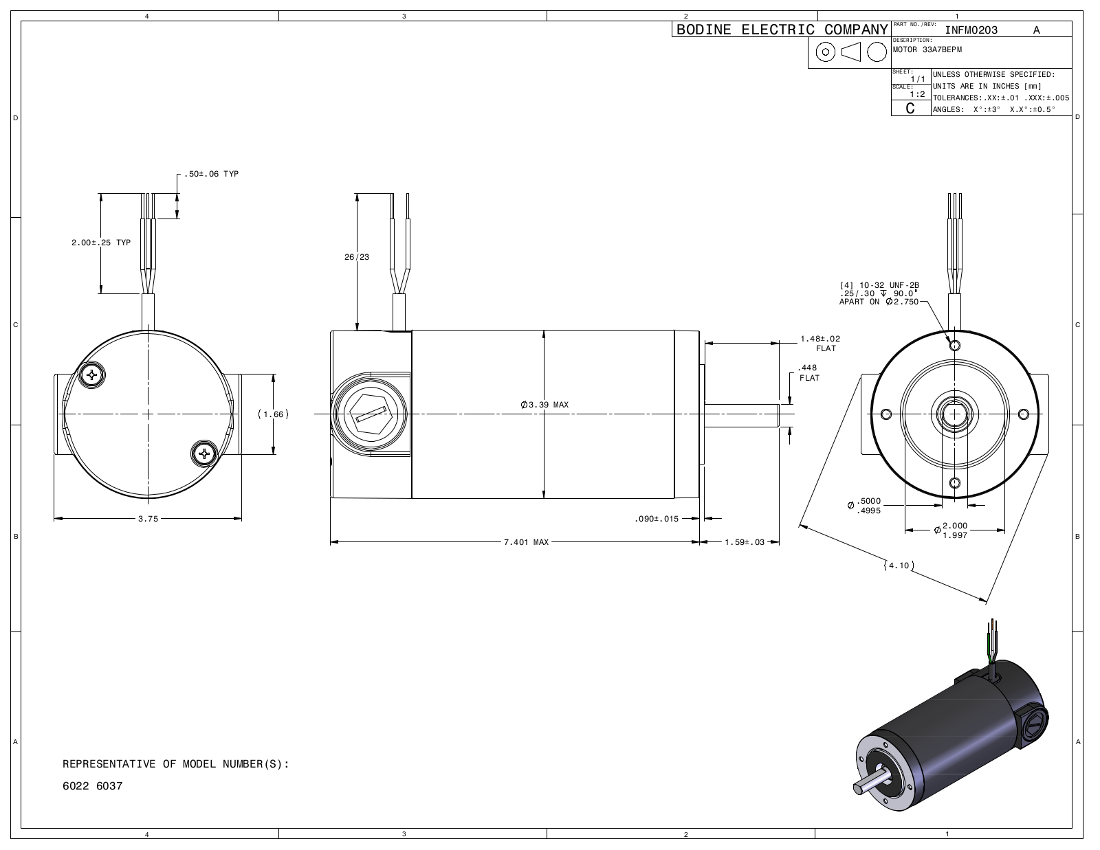 Bodine 6022, 6037 Reference Drawing