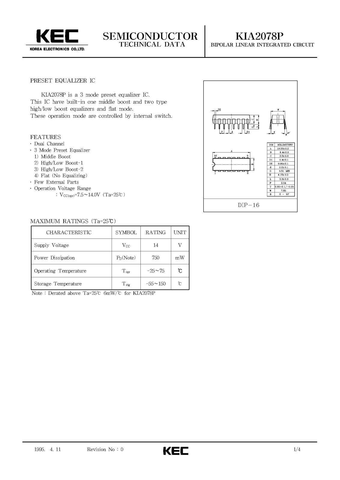 KEC KIA2078P Datasheet