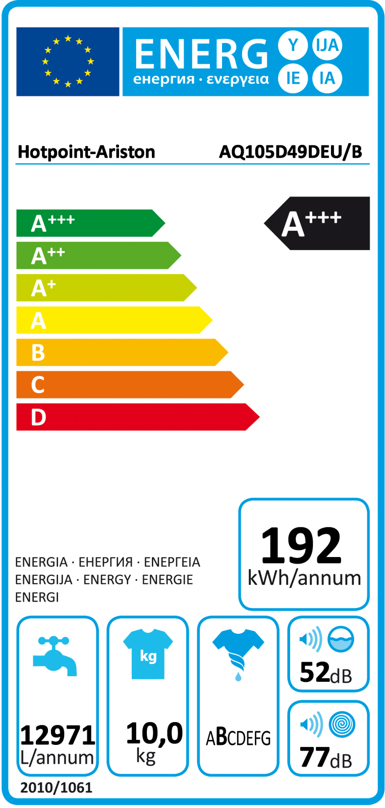 Hotpoint-Ariston AQ105D 49D EU-B User Manual