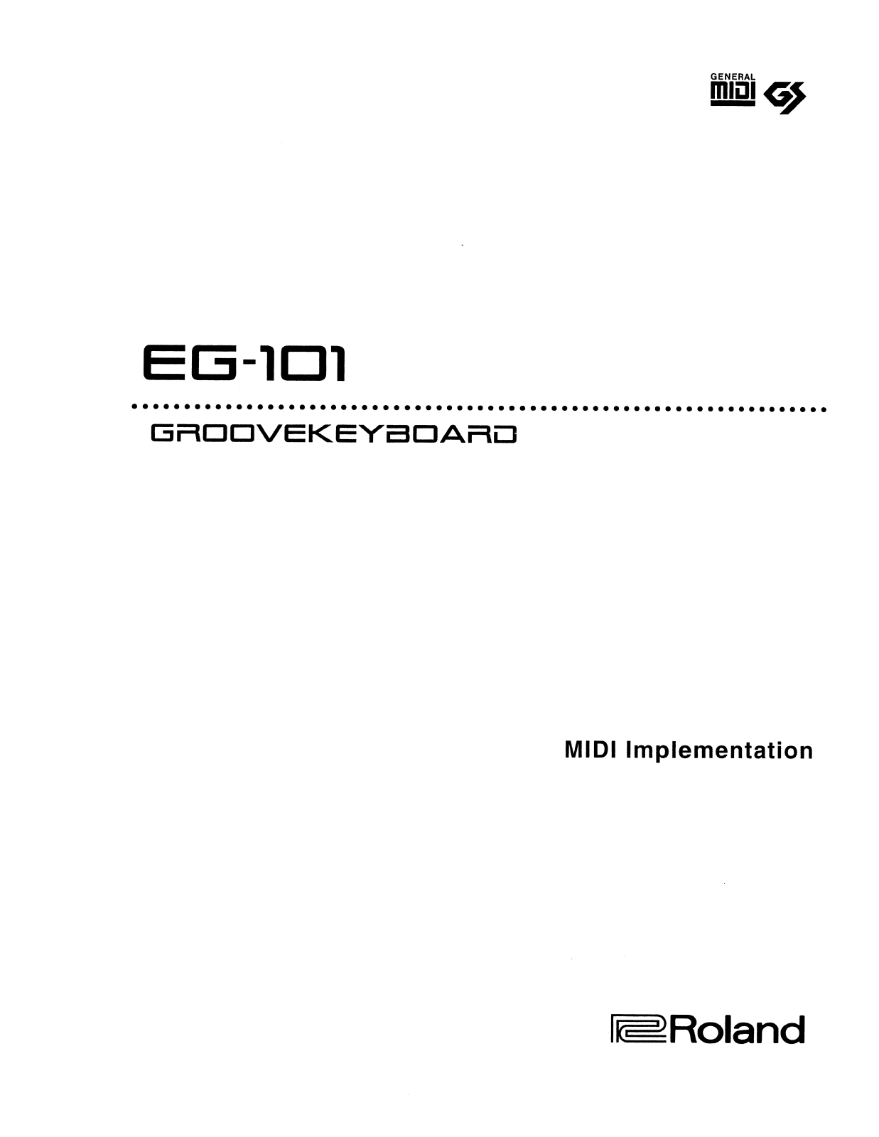 Roland Corporation EG-101 User's Manual