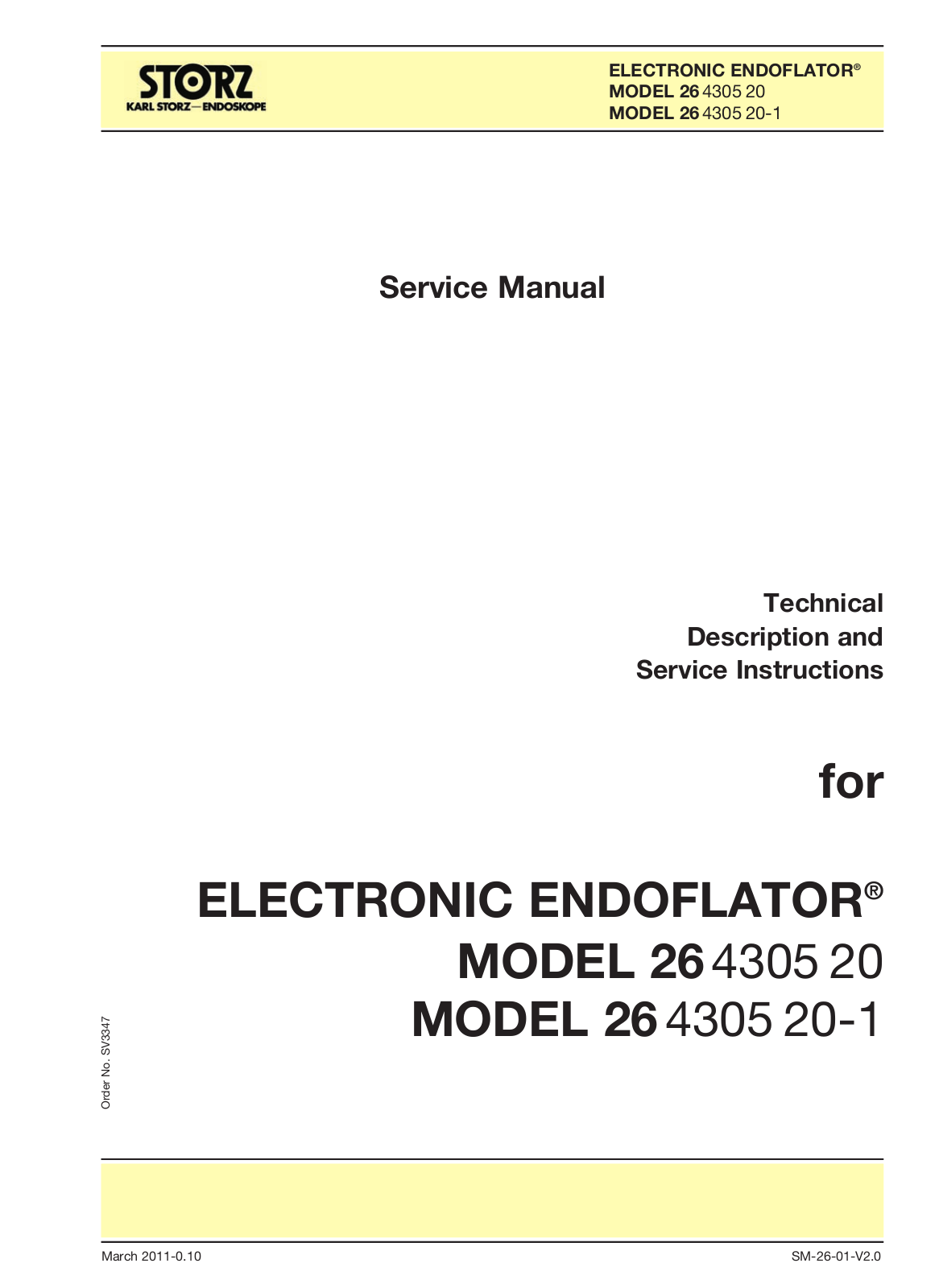 Storz Endoflator Insufflation Unit Service manual