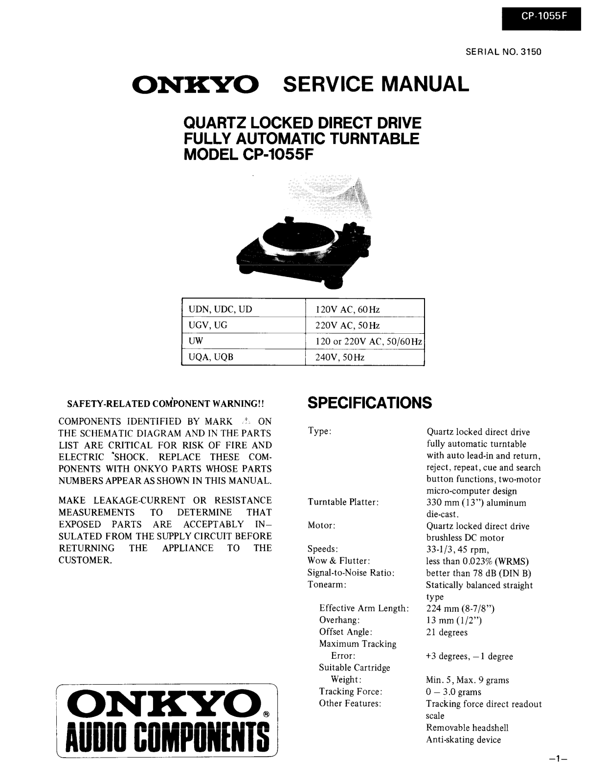 Onkyo CP-1055-F Service manual