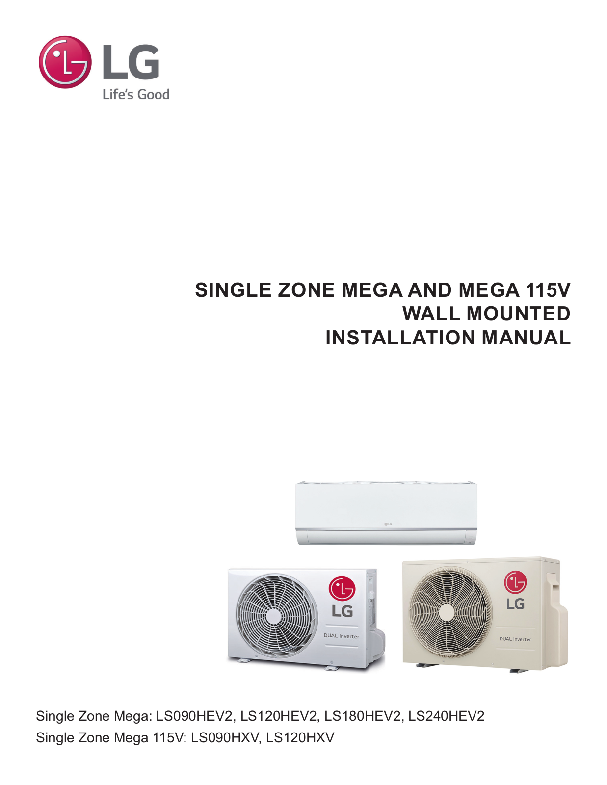 LG LSN240HEV2, LSU120HEV2, LS090HEV2 Installation manual