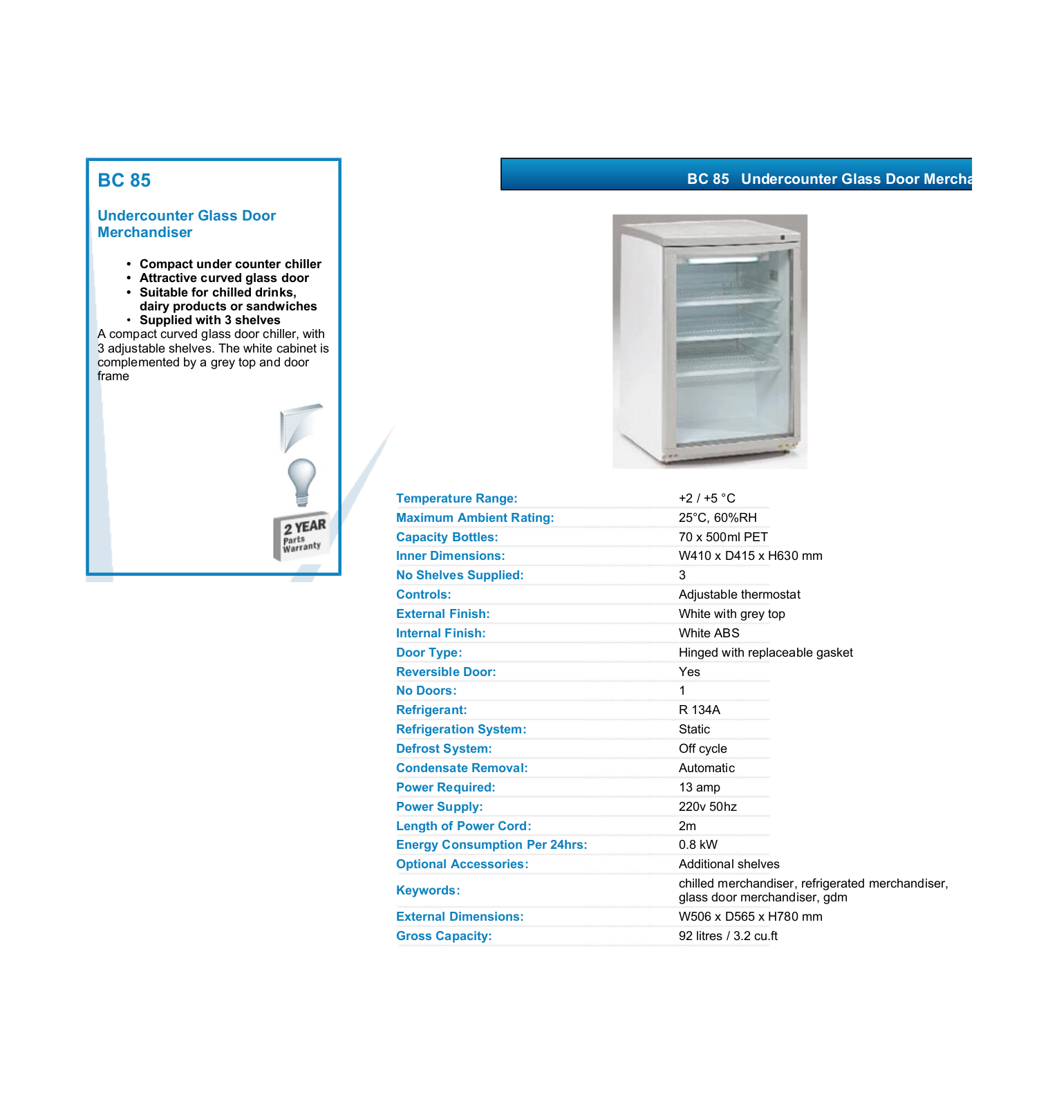 Valera BC 85 DATASHEET