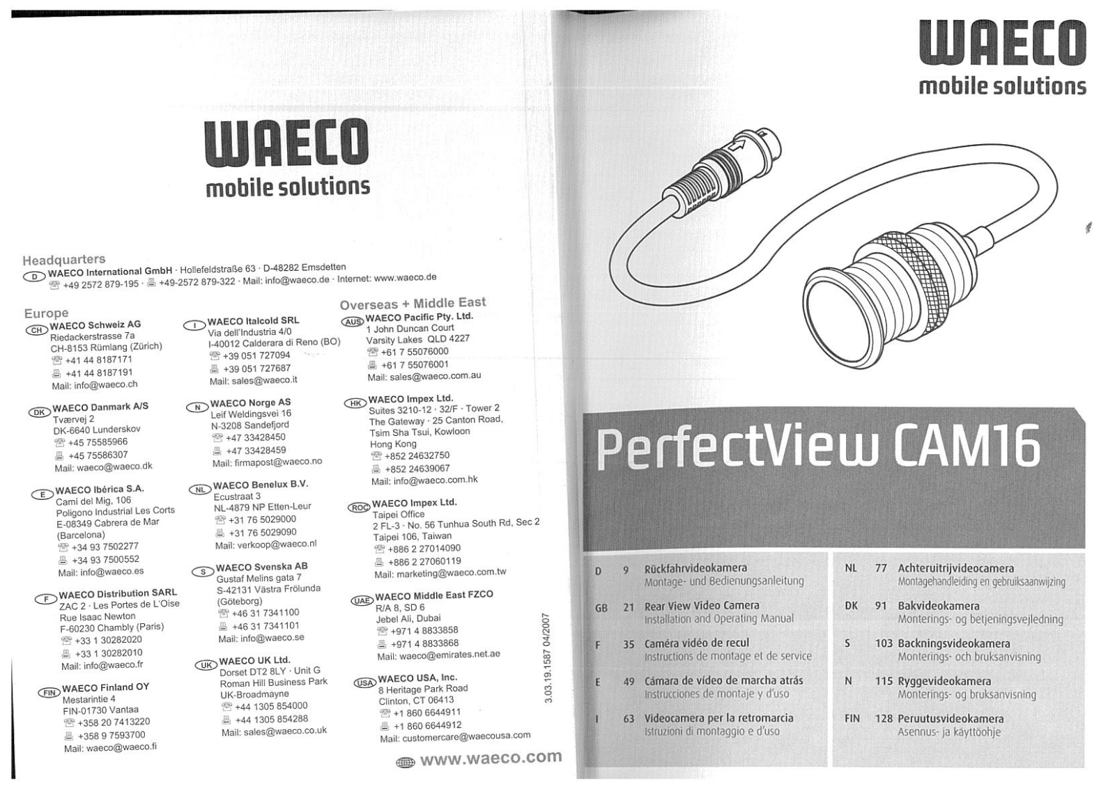 Waeco CAM16 User guide