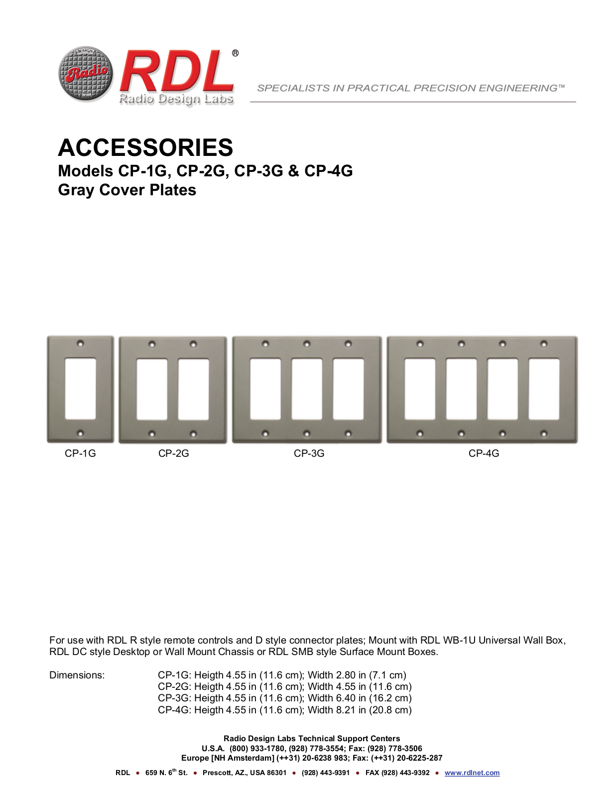 RDL CP-1G, CP-2G Datasheet - ManualMachine.com