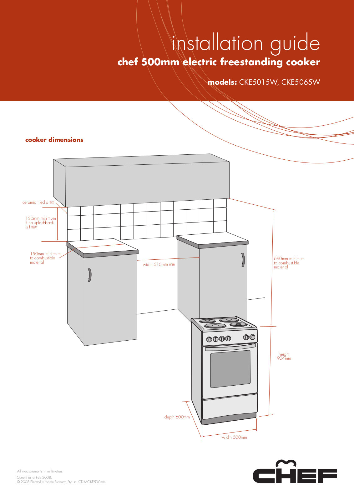 Chef CKE5015W, CKE5065W Installation Guide