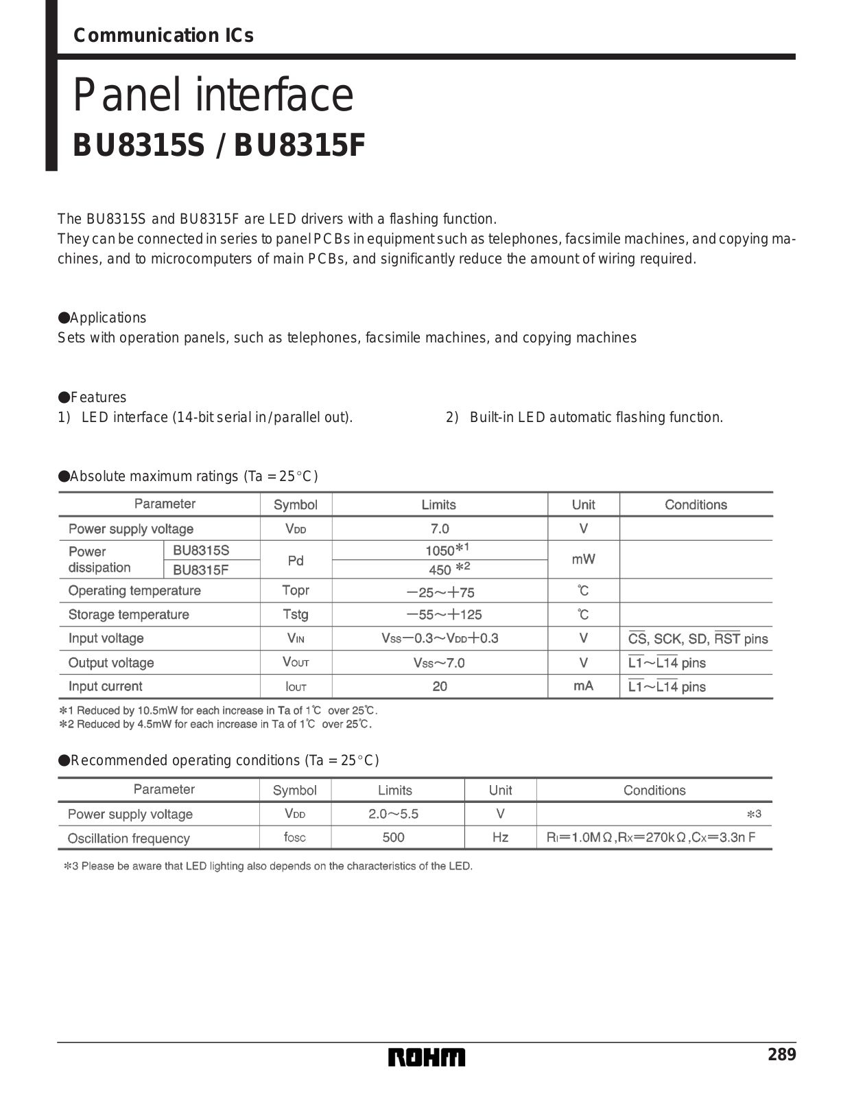 ROHM BU8315S, BU8315F Datasheet