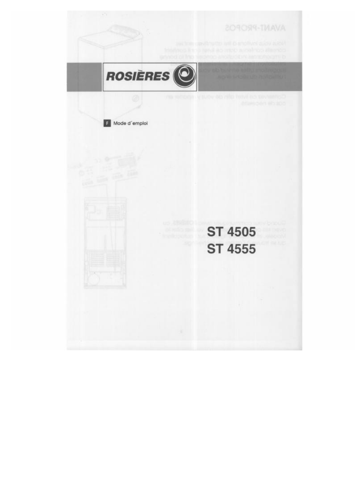 Rosieres ST 4505, ST 4555 User Manual