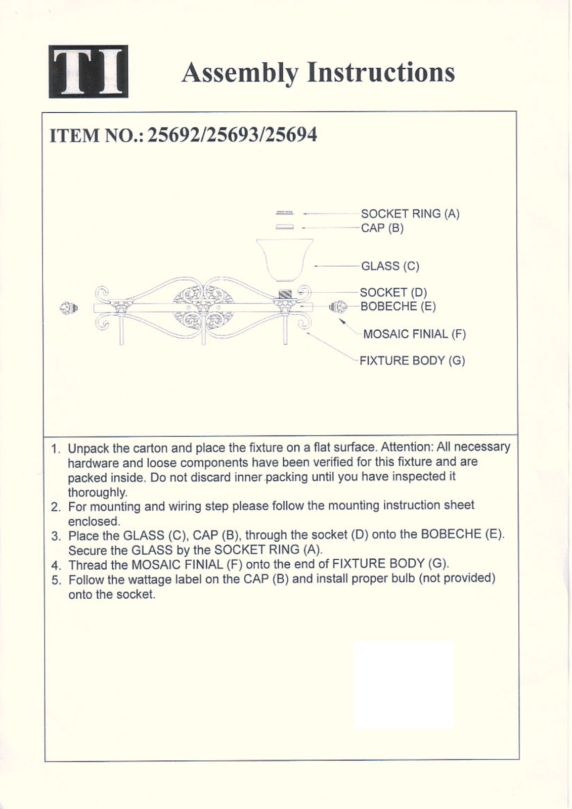 Triarch 25692, 25693, 25694 User Manual