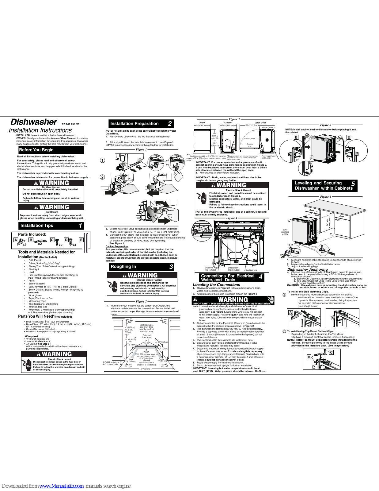 Frigidaire CD.808 936 619 Installation Instructions Manual