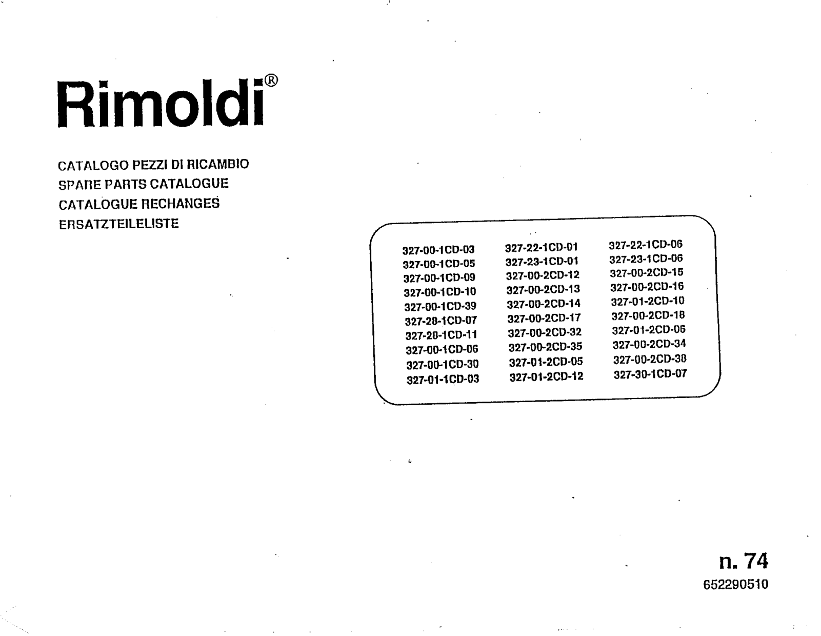 Rimoldi 327 Parts List