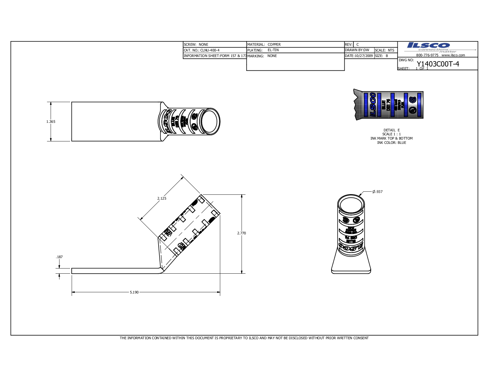 Ilsco CLNU-400-4 Data sheet