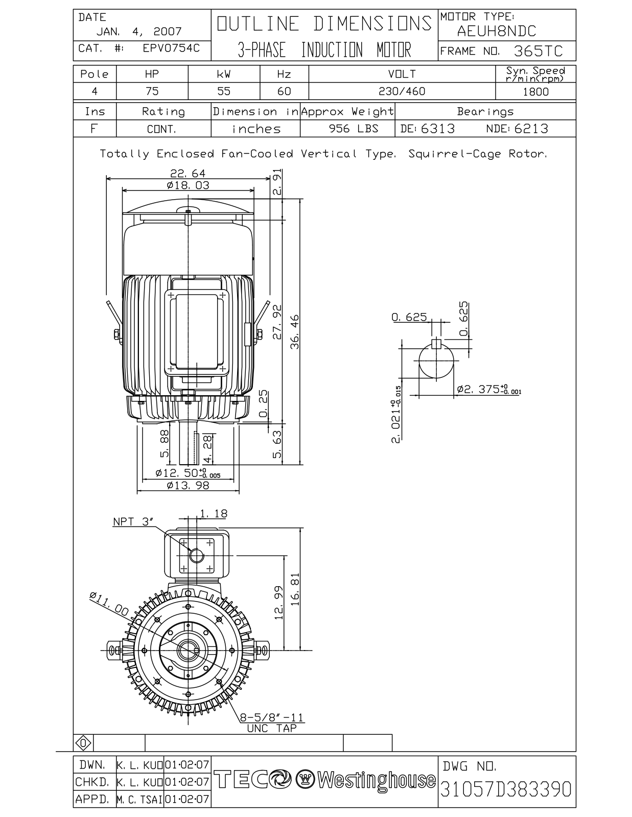 Teco EPV0754C Reference Drawing