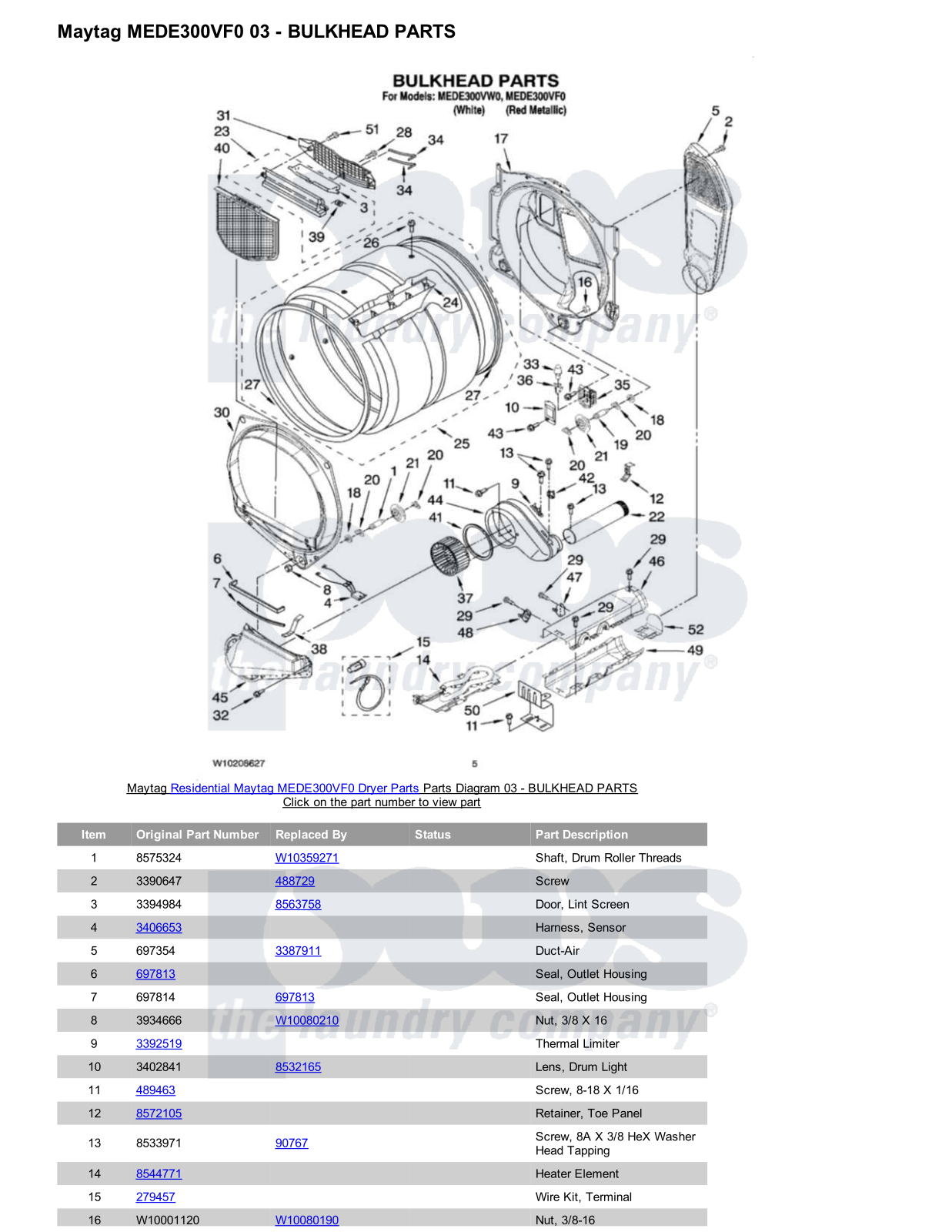 Maytag MEDE300VF0 Parts Diagram