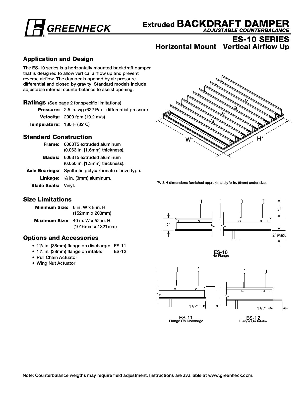 Greenheck Fan ES-10 User Manual