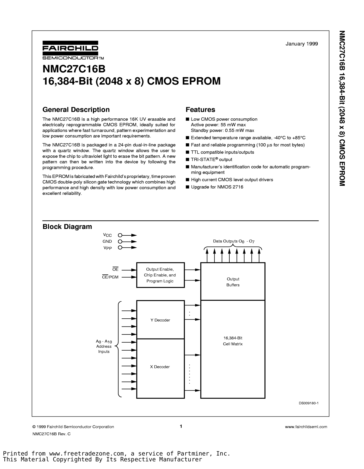 Fairchild Semiconductor NMC27C16BQ200, NMC27C16BQ150 Datasheet