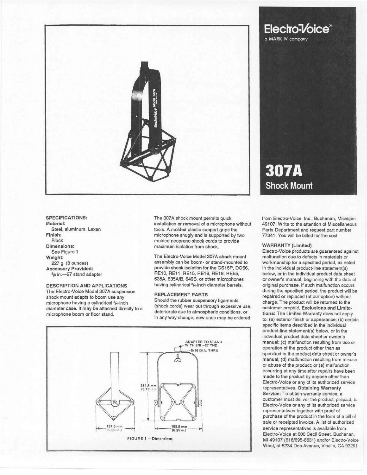 Electro-voice 307A DATASHEET