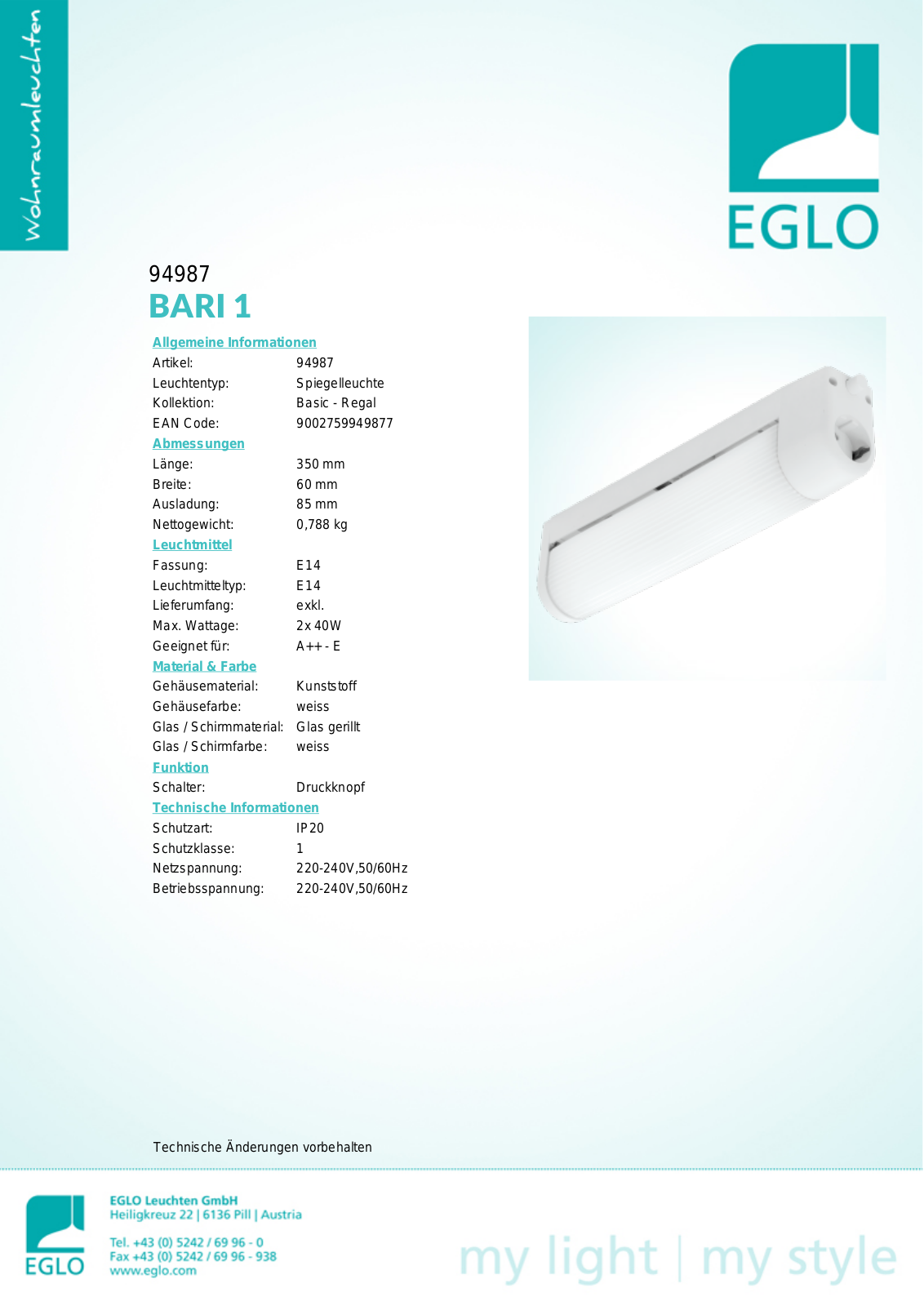 Eglo 94987 Service Manual