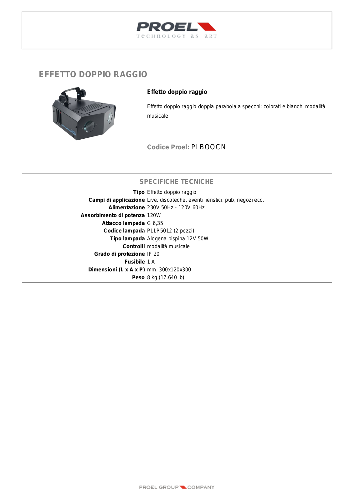 Proel PLBOOCN Specification