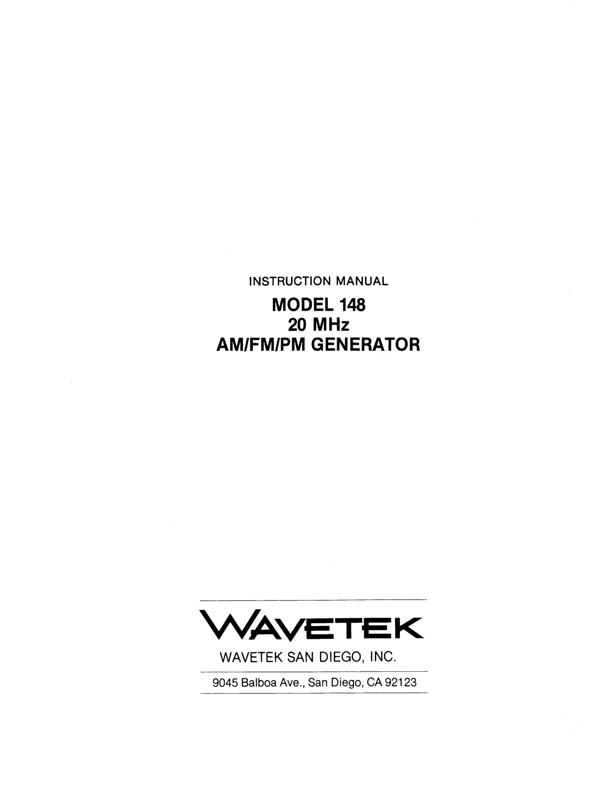 Wavetek 148 Service manual