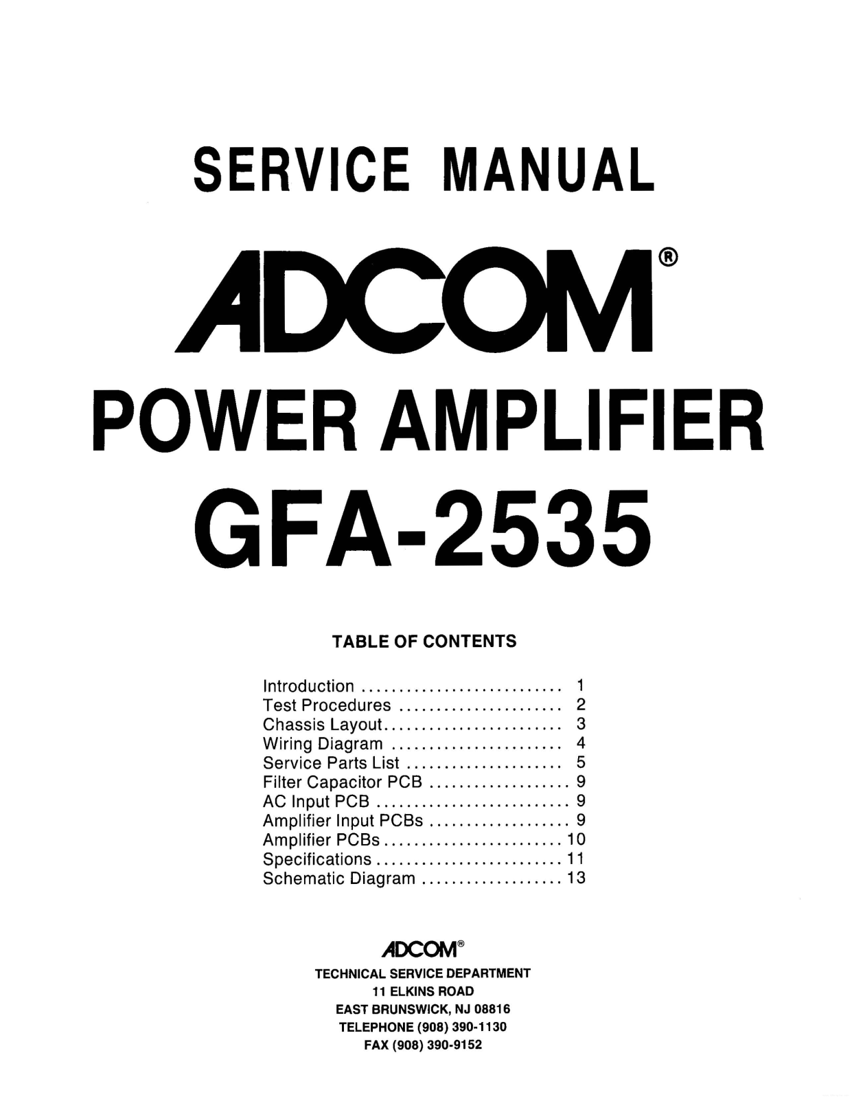 Adcom GFA2535 Schematic