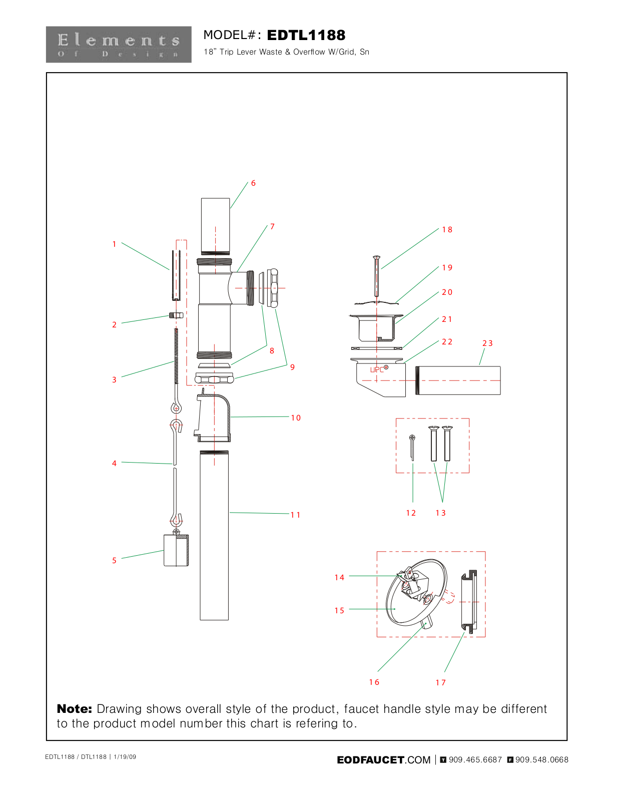 Elements of Design EDE2587 Service Parts - ManualMachine.com