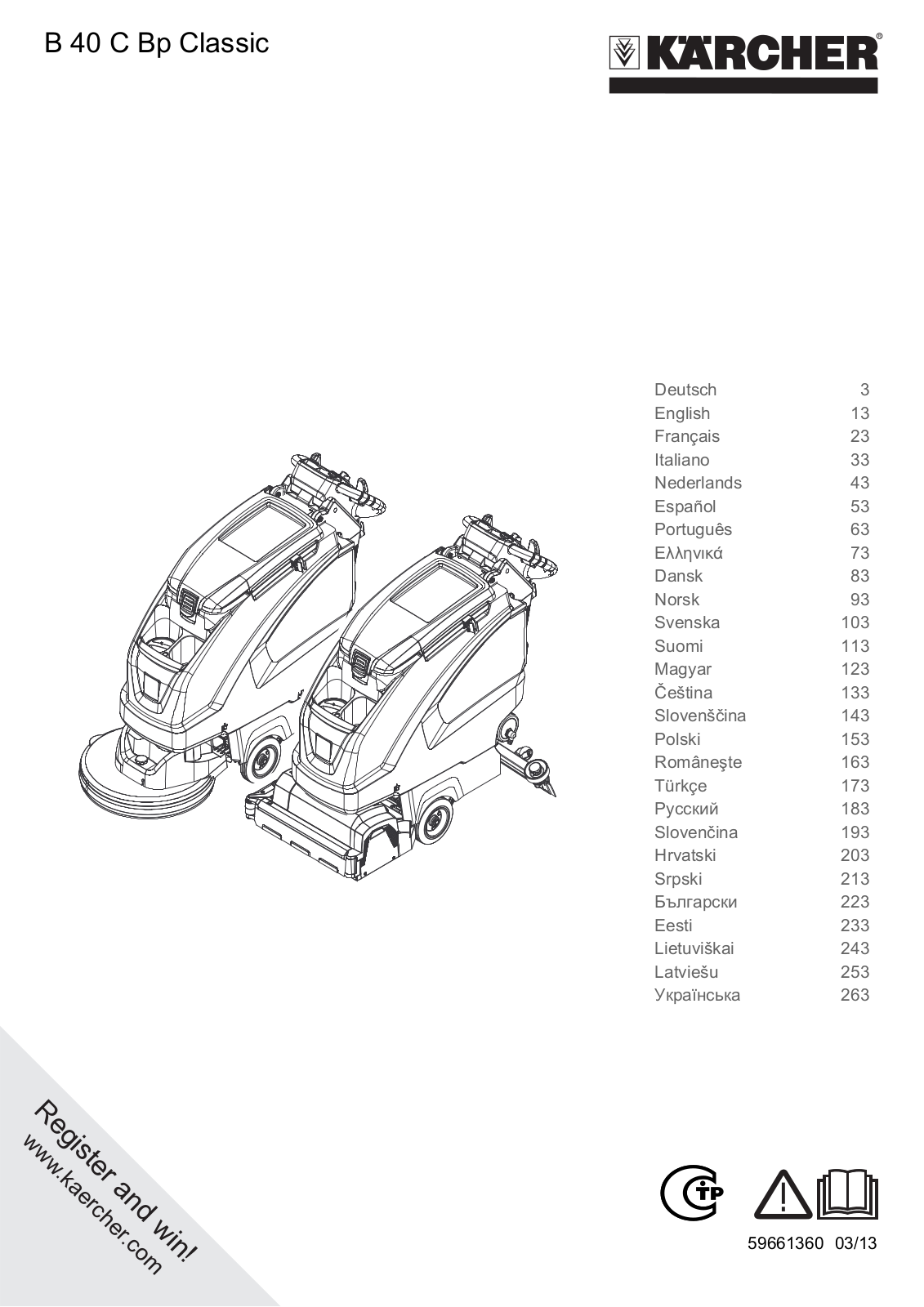 Karcher B 40 C Classic Bp D43 User Manual