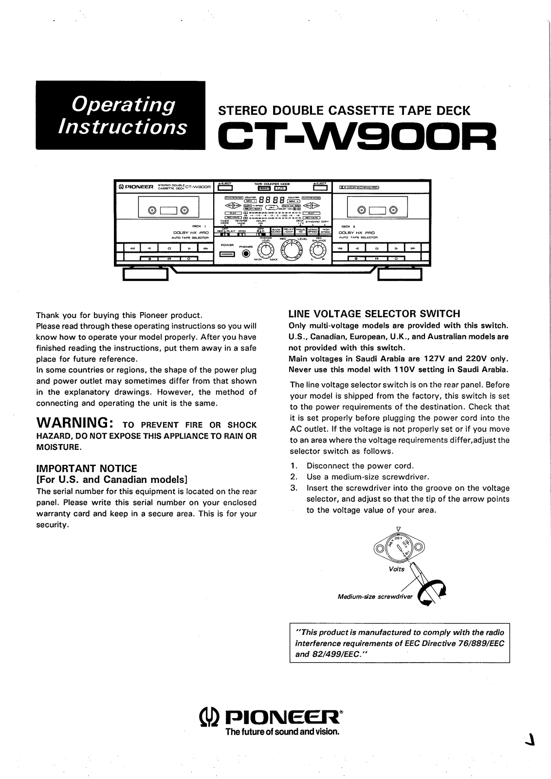 Pioneer CTW-900-R Owners manual