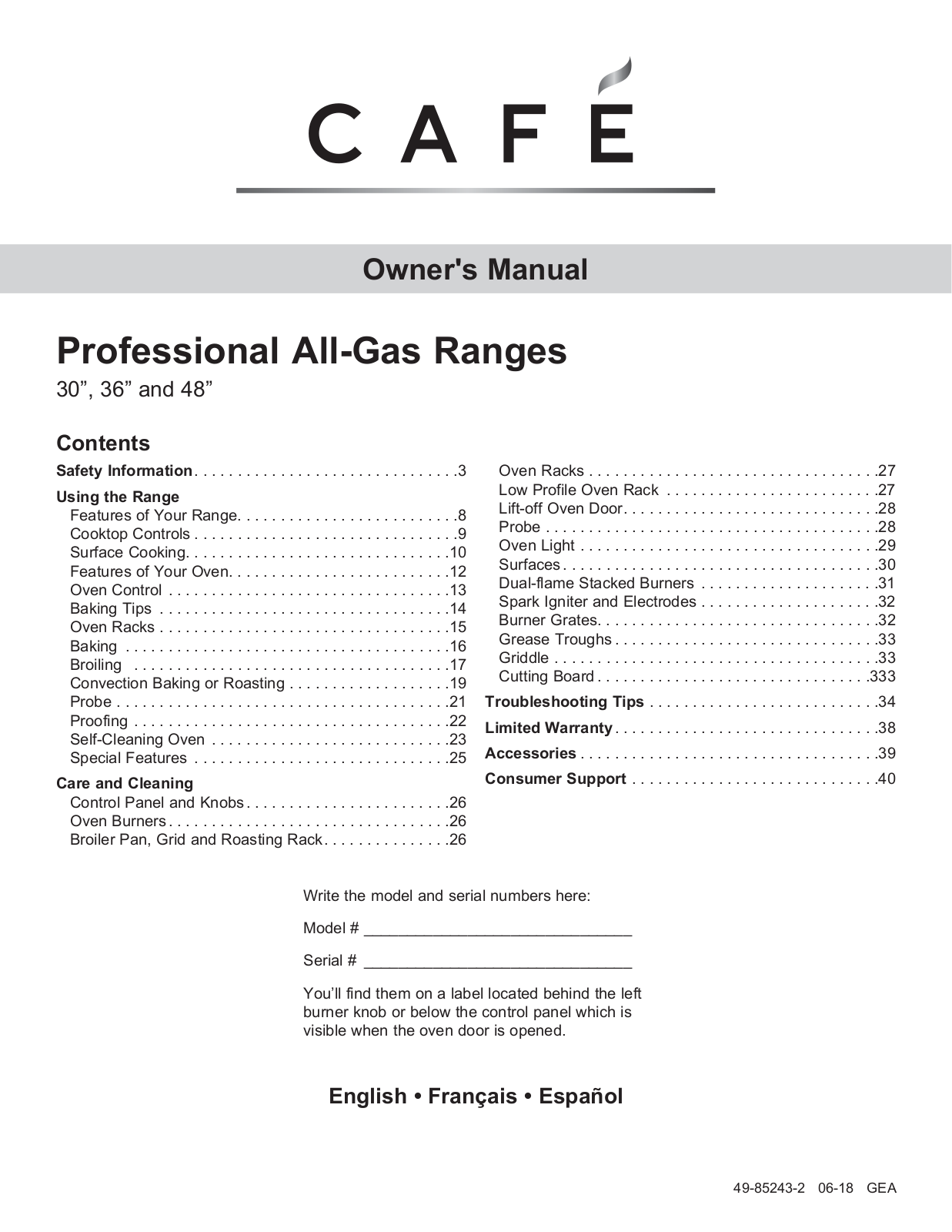 Cafe CGY366P3MD1 User Manual