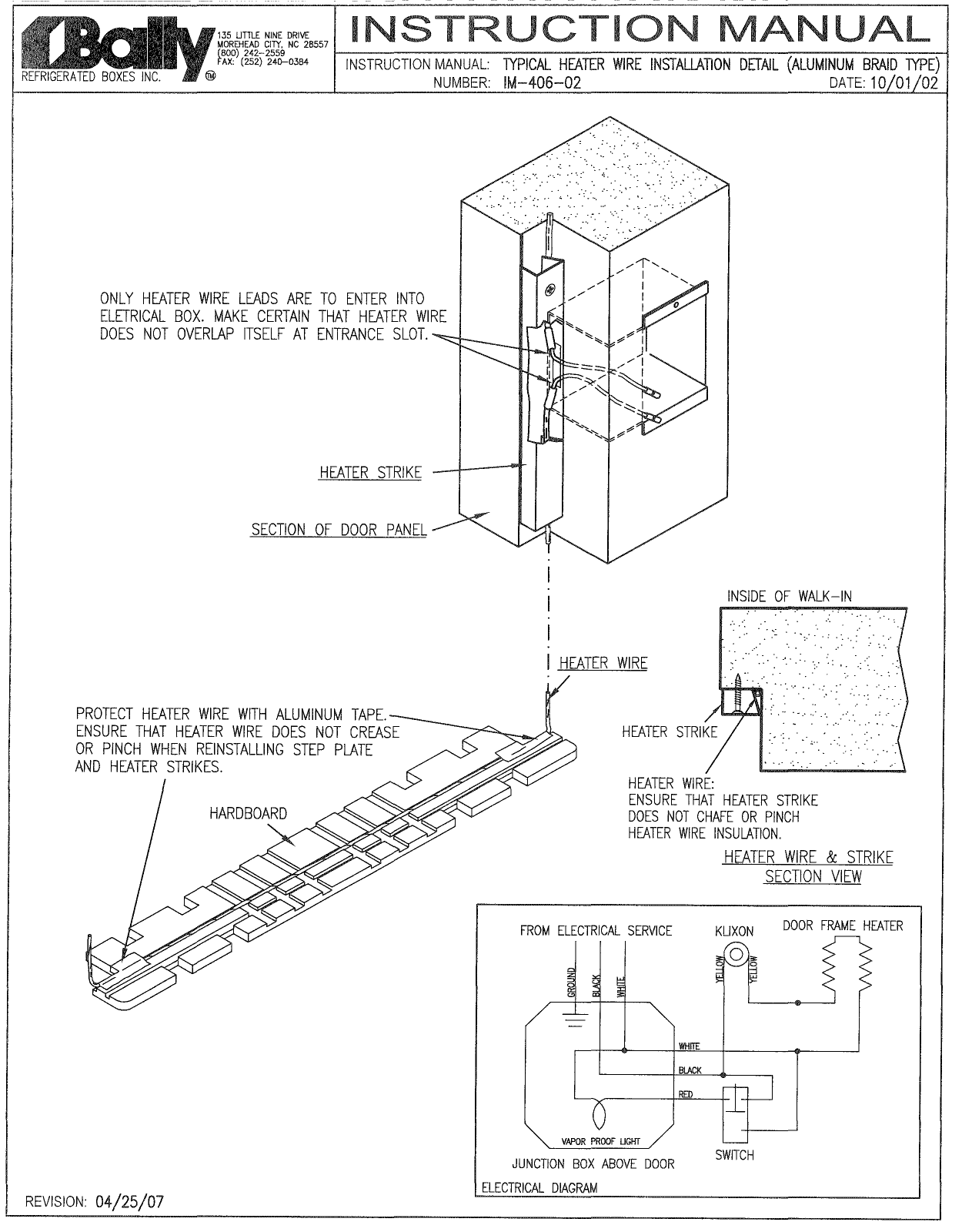 Bally Refrigerated Boxes IM-406-02 Installation  Manual - ManualMachine.com