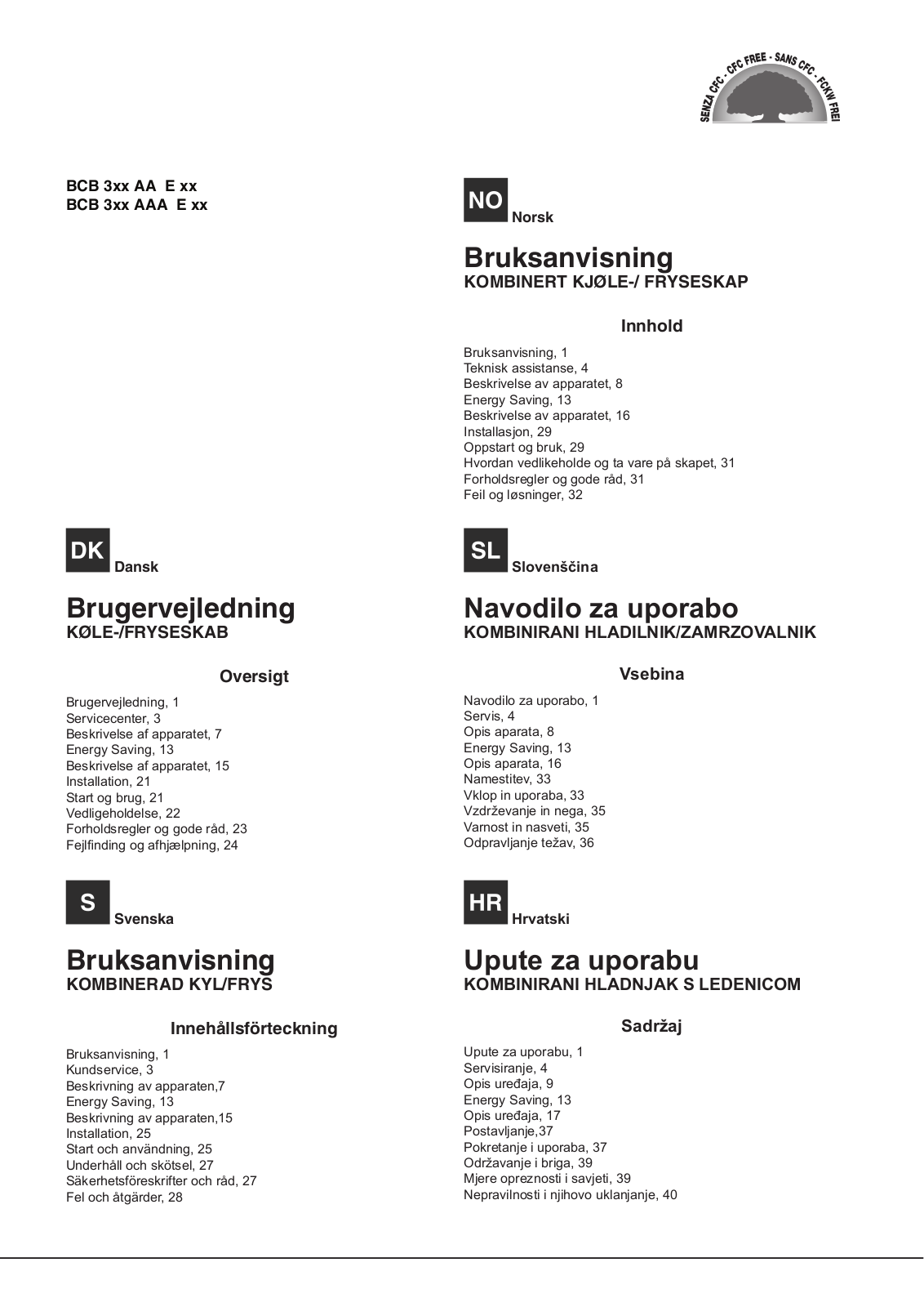 Hotpoint Ariston BCB 31 AA E S, BCB 31 AAA E S, BCB 31 AAA E, BCB 33 AA E, BCB 33 AA E S User Manual