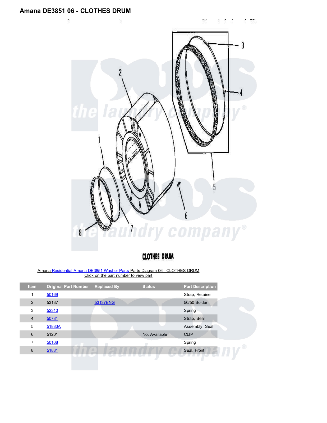 Amana DE3851 Parts Diagram