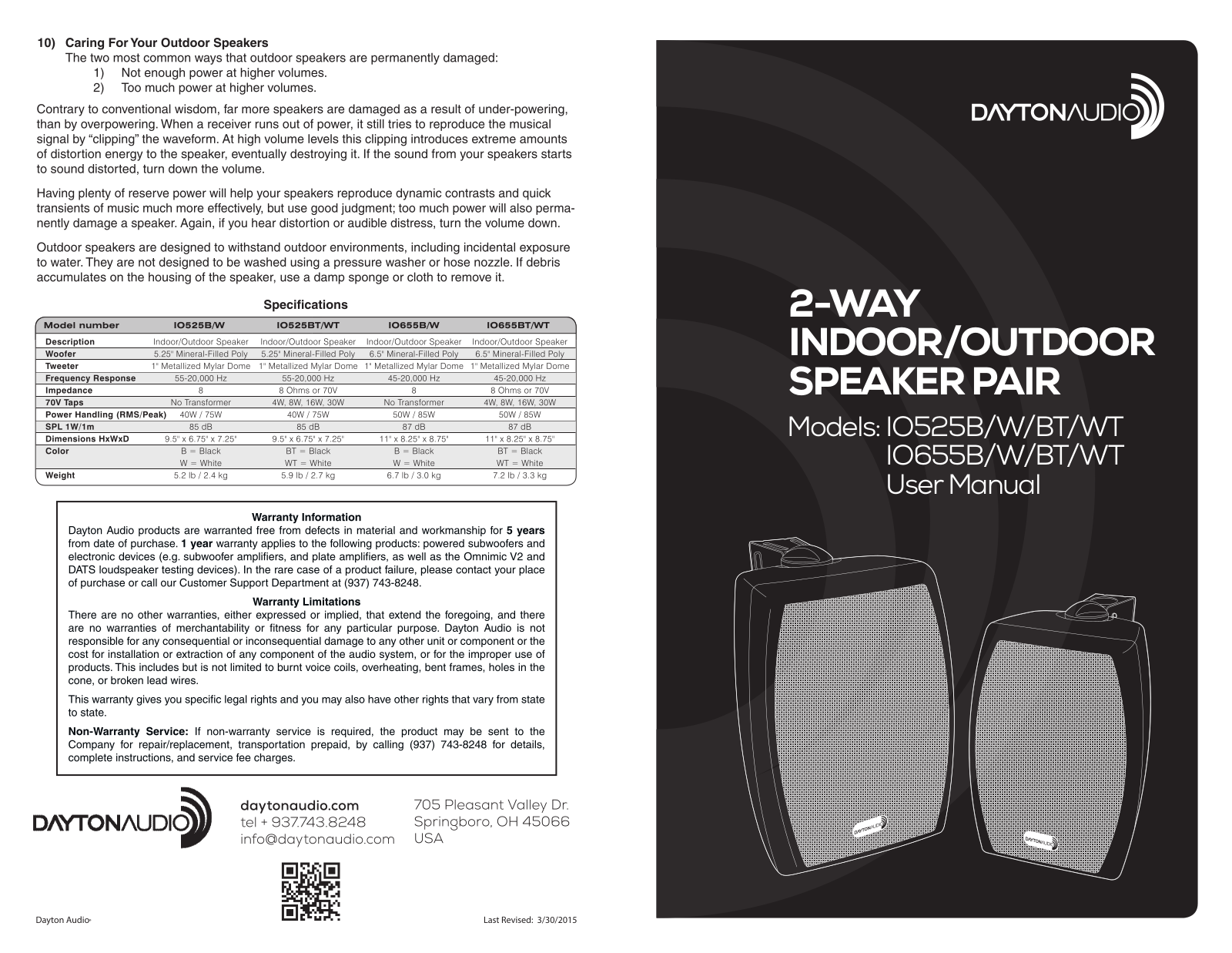 Dayton io525b User Manual