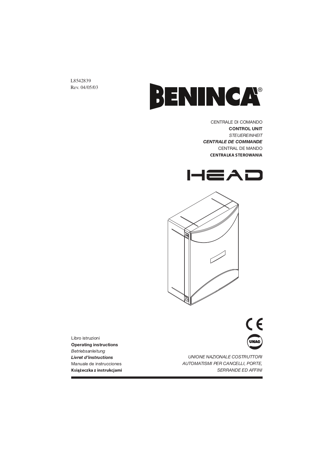 Beninca Head User Manual