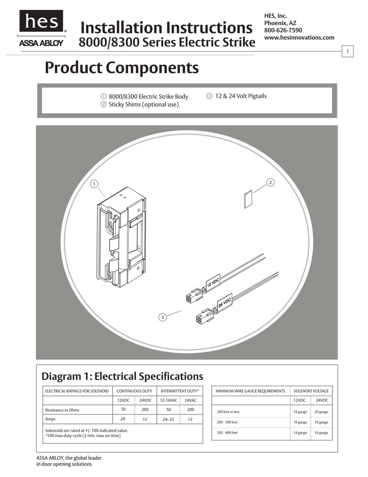 HES 8000-12-24D, 8000-LBM, 8000C-630, 8000C-LBM, 8300-12-24D Installation Instructions