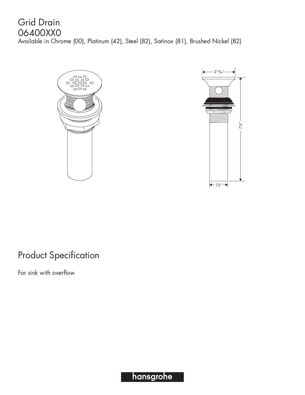 Hans Grohe 06400XX0 User Manual