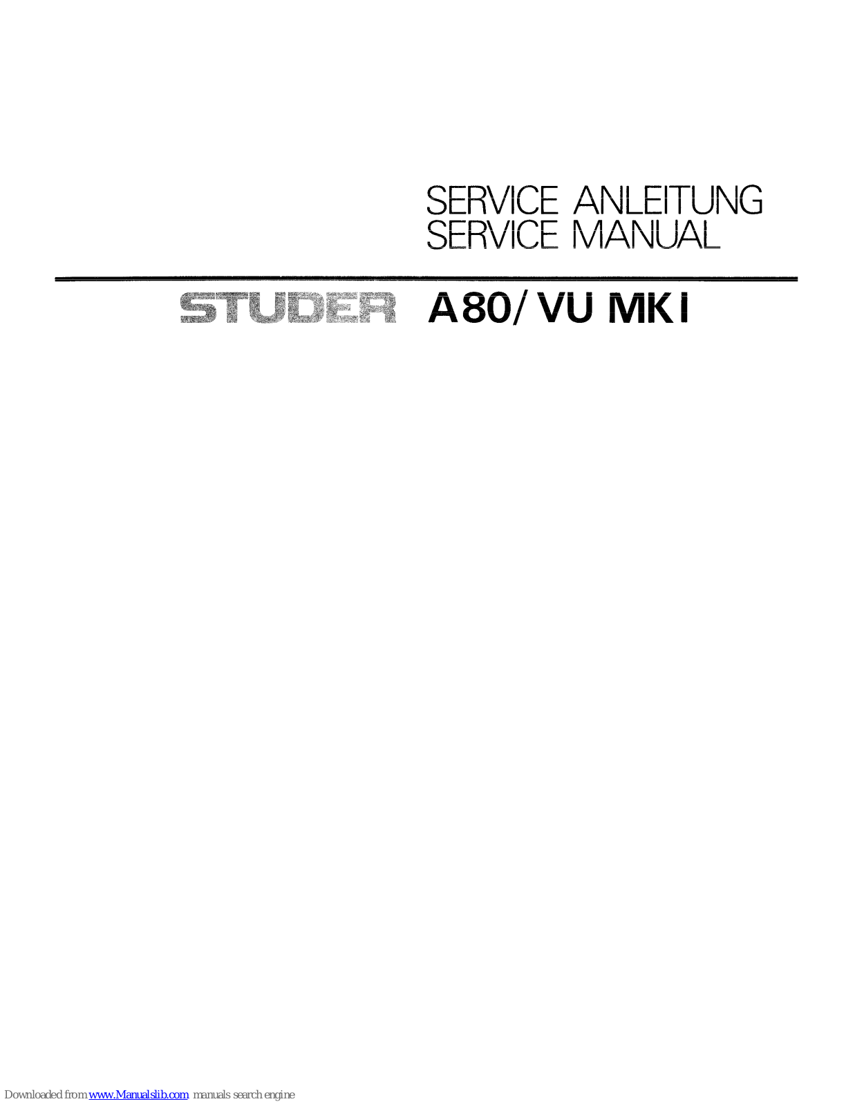 Studer A-80 Service Manual