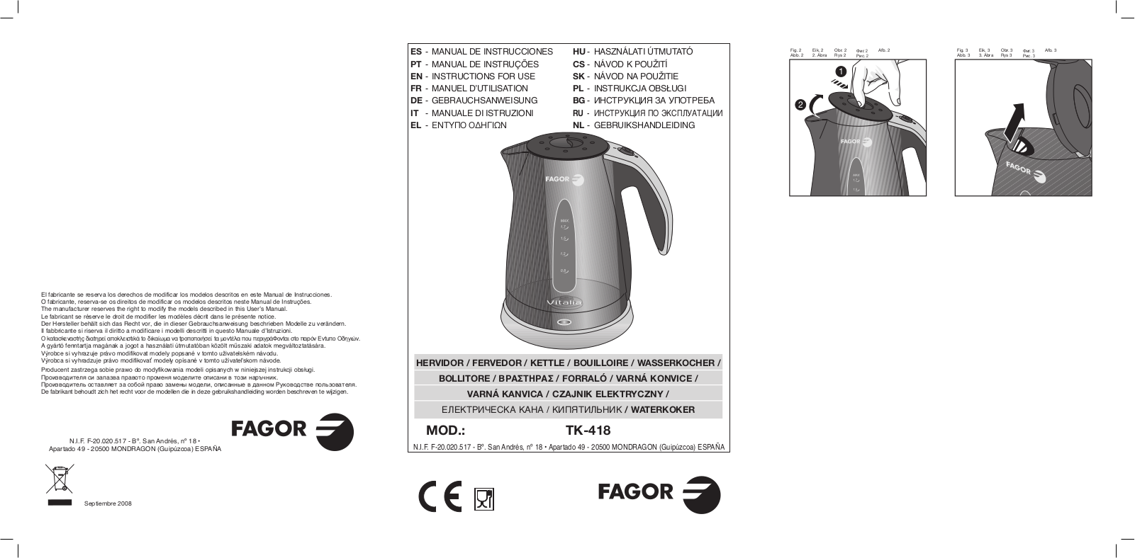 FAGOR TK418 User Manual