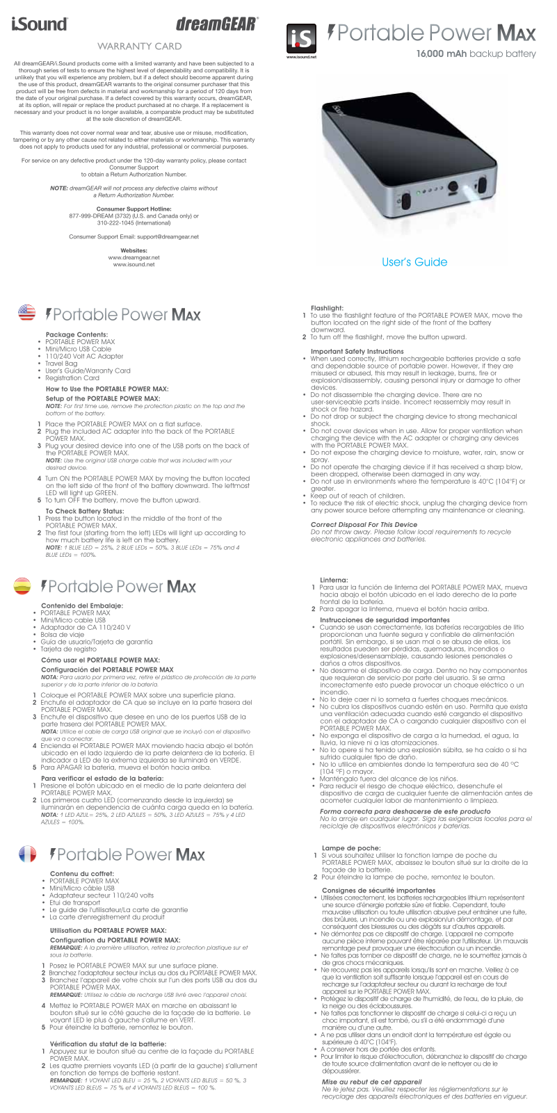 ISOUND PORTABLE POWER MAX User Manual