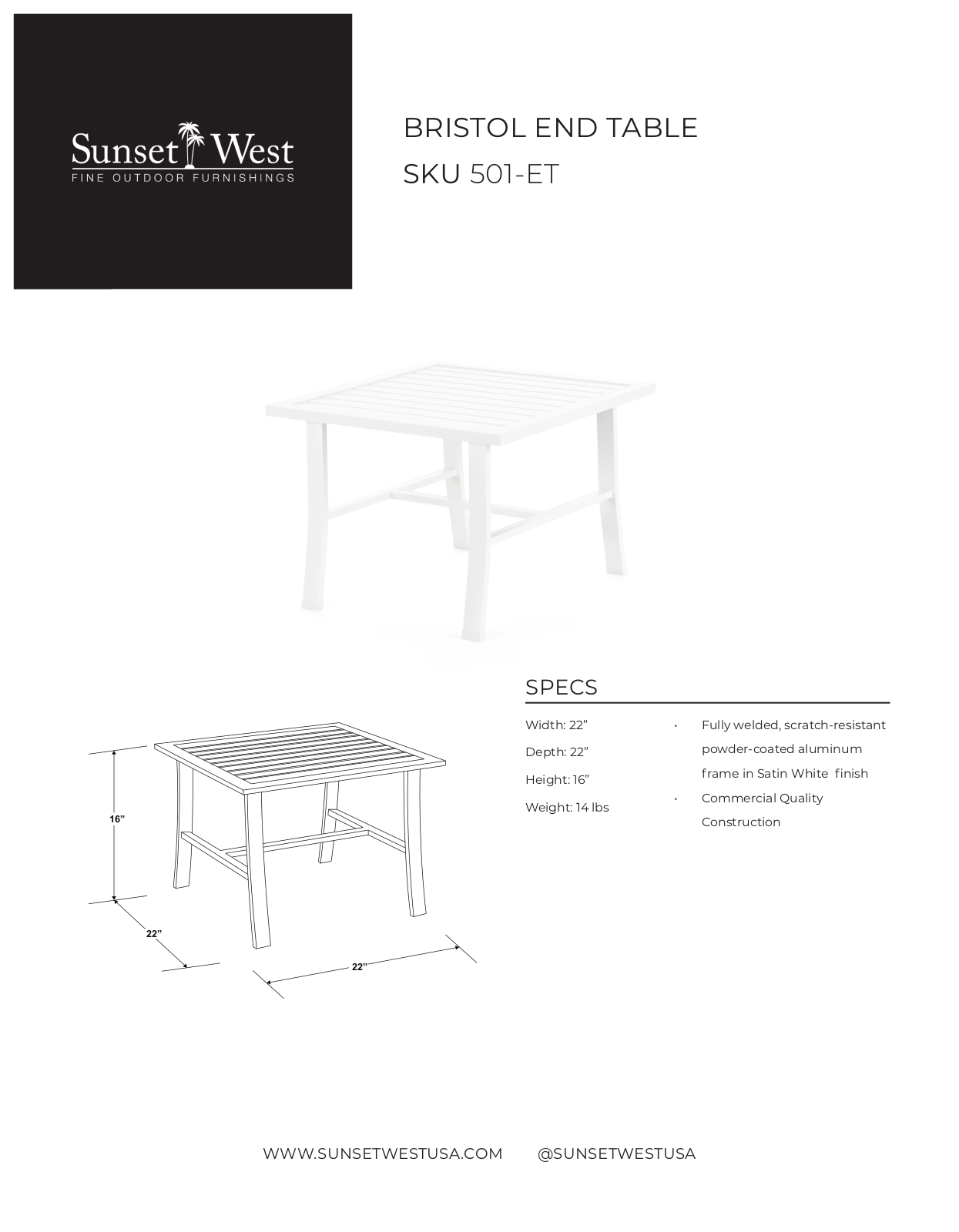Sunset West XSW10268 Specifications - ManualMachine.com