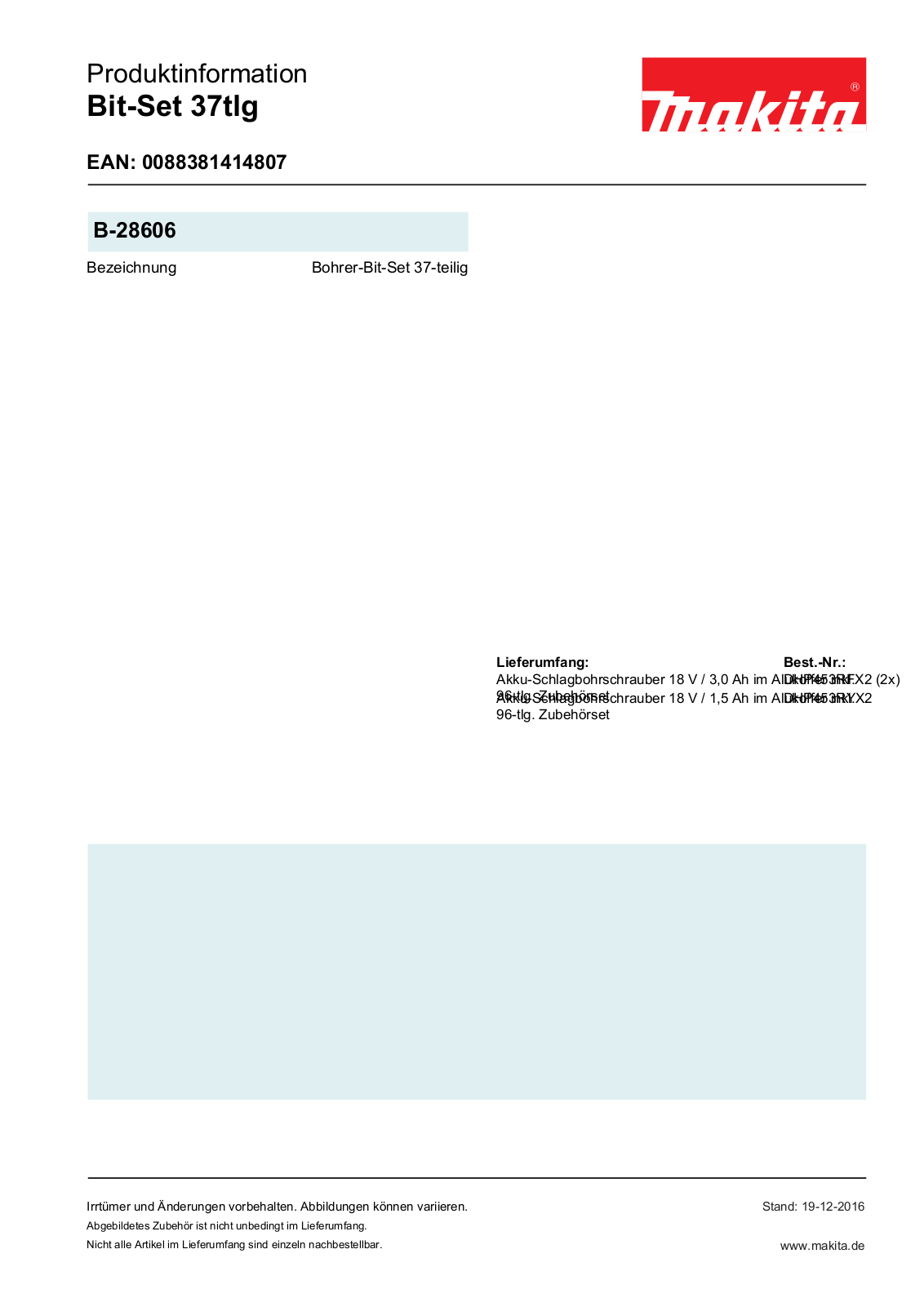 Makita B-28606 Service Manual