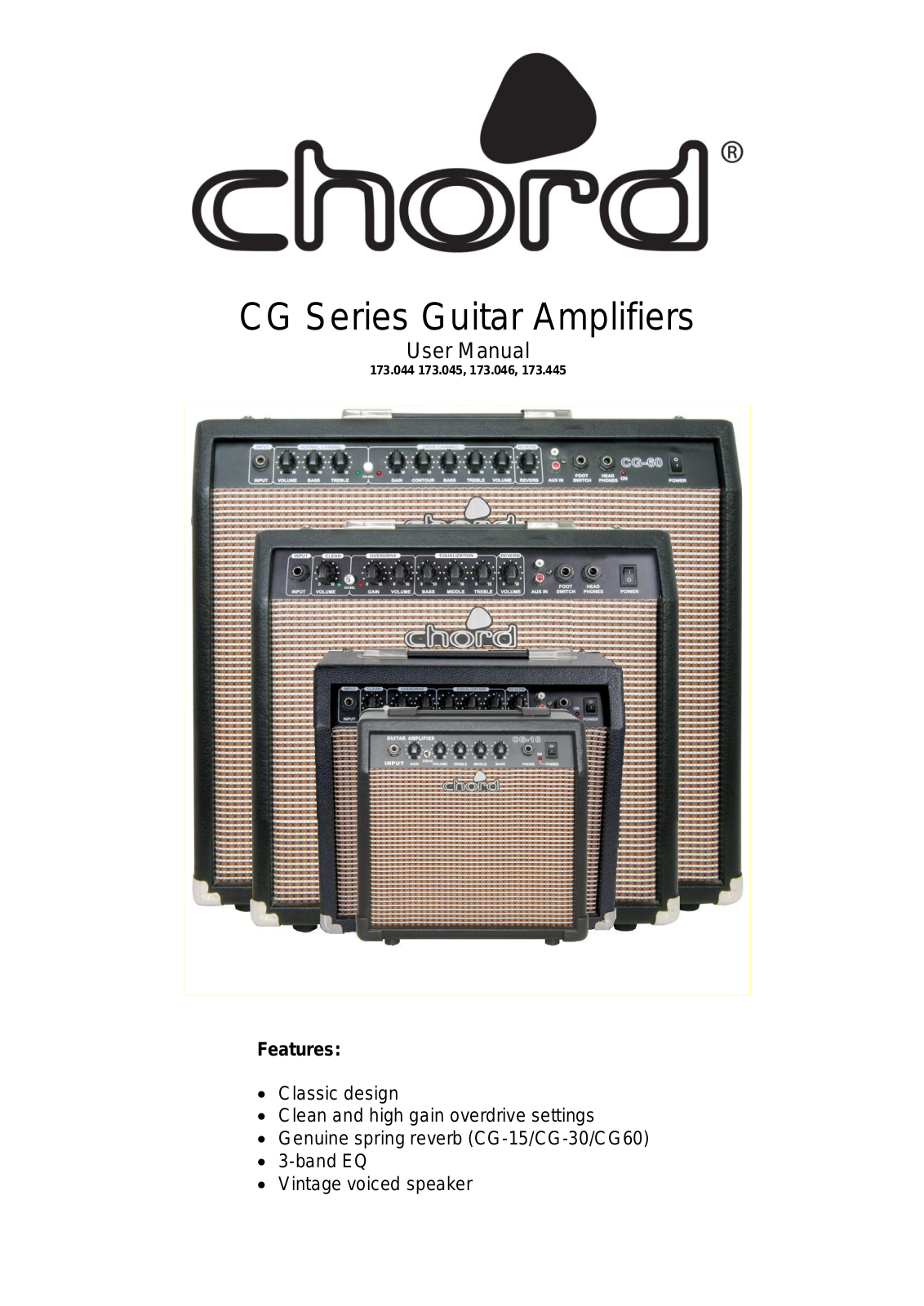 Chord CG-60, CG-30, CG-15, CG-10 User Manual