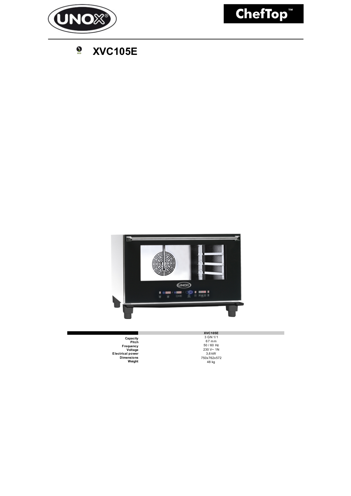 Unox XVC105E User Manual