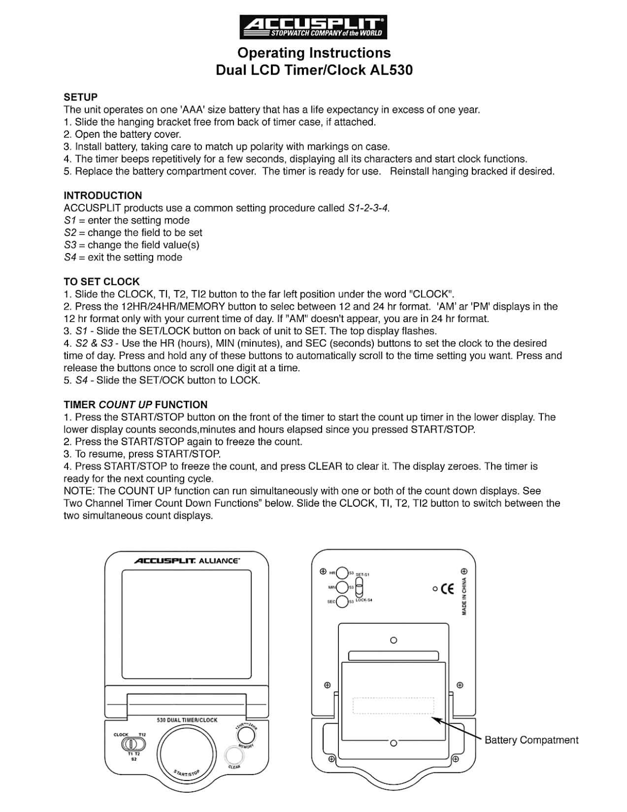 Accusplit AL530 Operating Instructions - ManualMachine.com