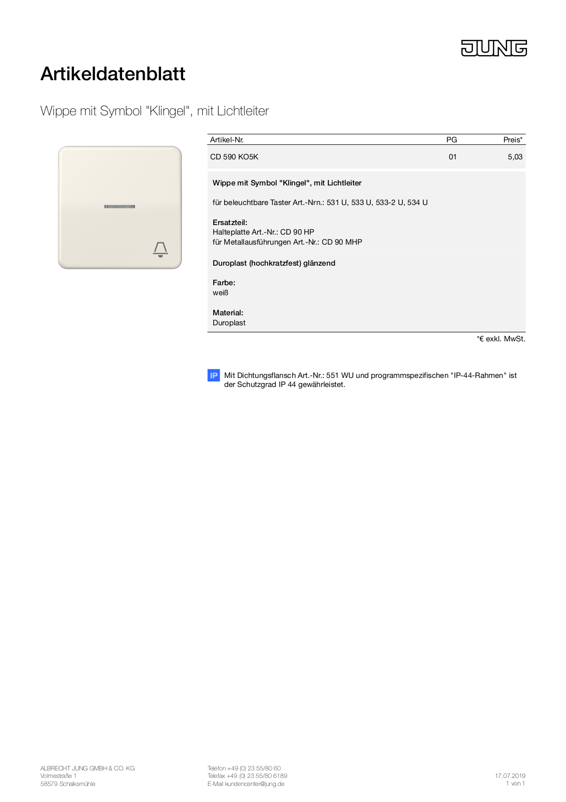 Jung CD 590 KO5K User Manual